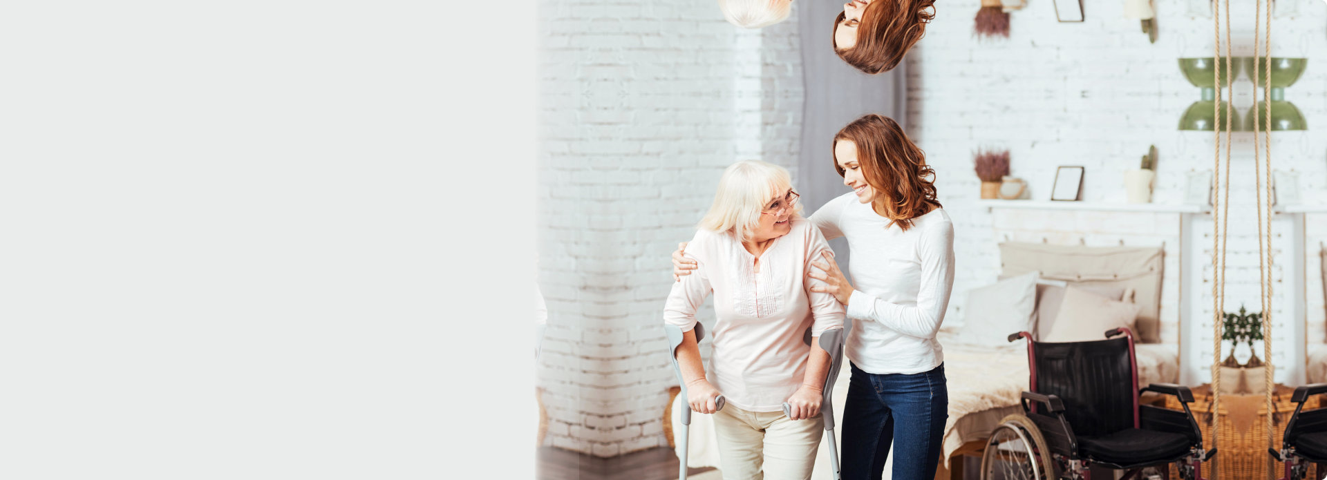 caregiver assisting elderly woman