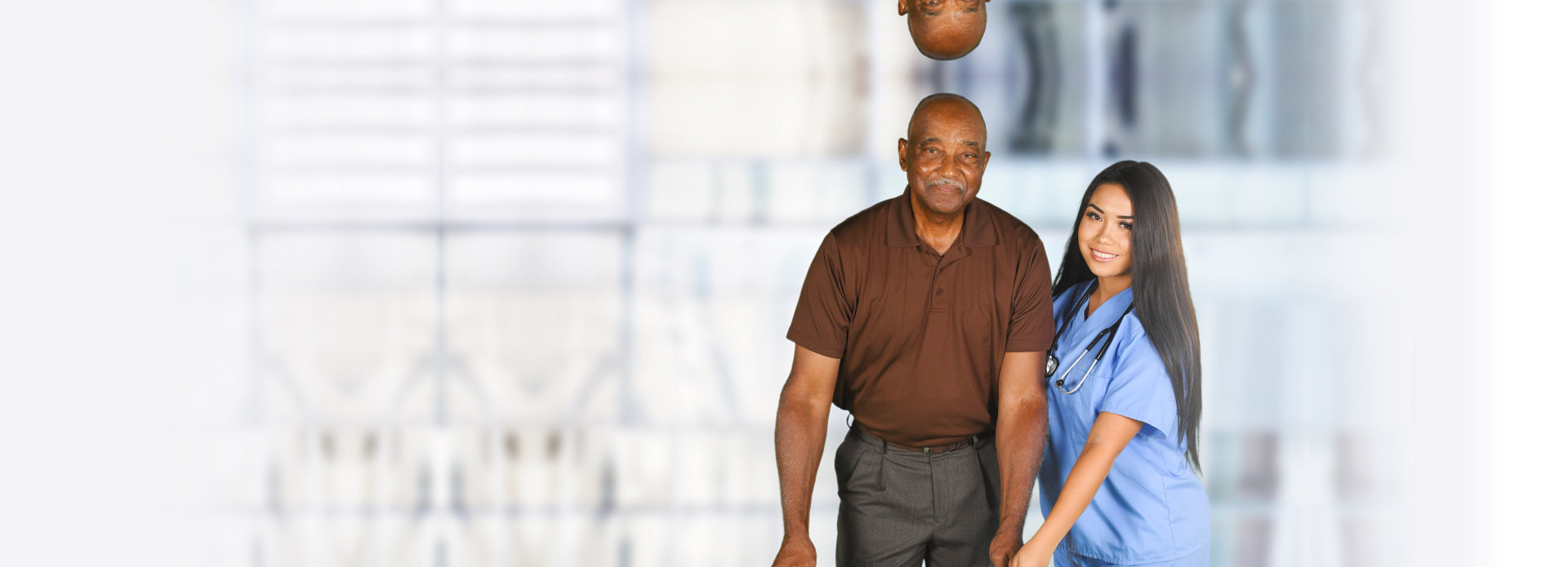 caregiver assisting elderly man